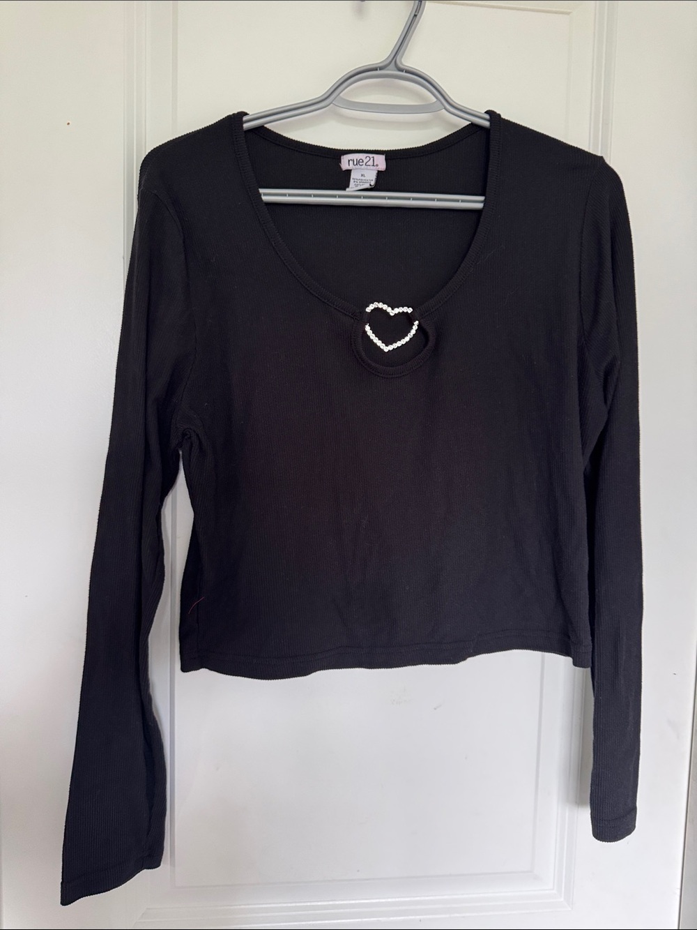 rue21 Black Long Sleeve Top with Heart